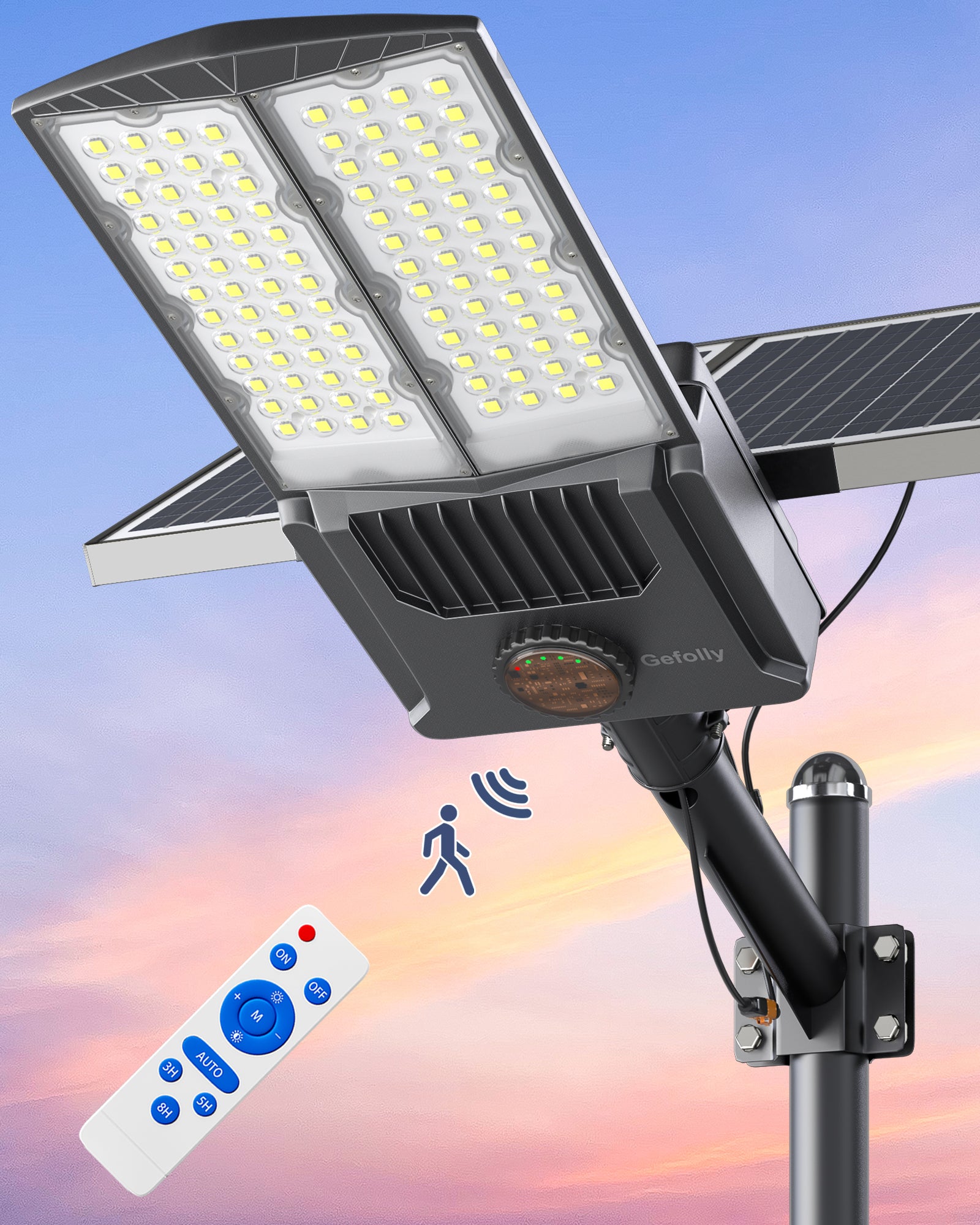 Gefolly SL-17000W Solar Street Light Outdoor, Commercial Parking Lot Lights