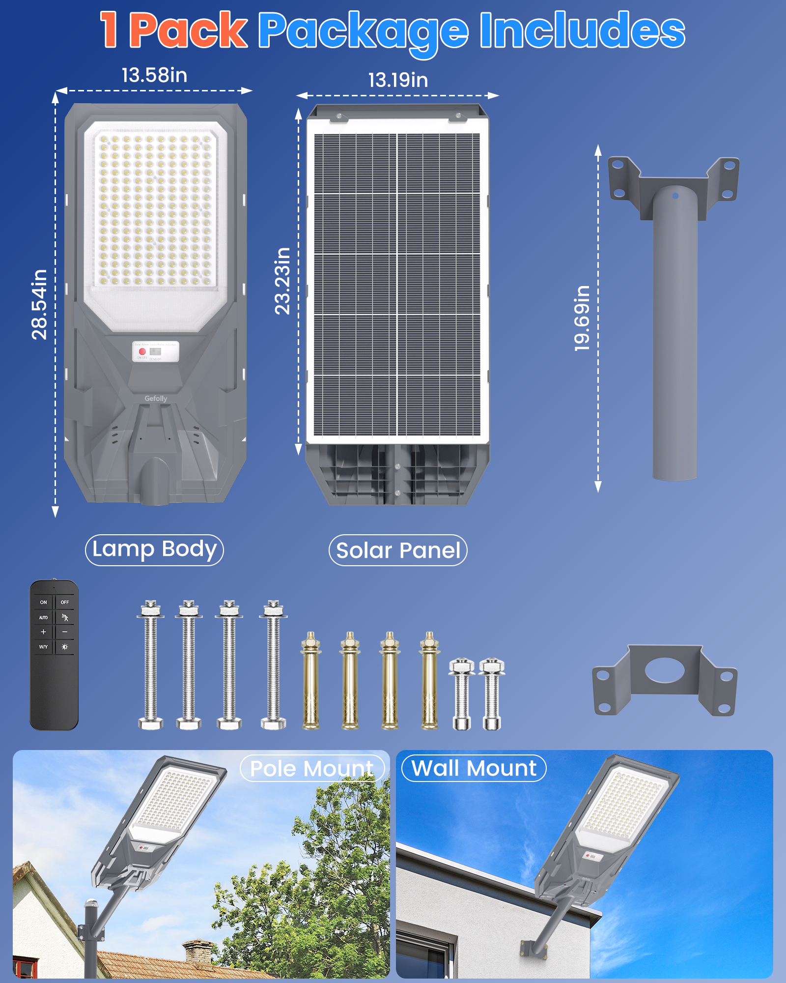 Gefolly SL-10000W Solar Street Light Outdoor Flood Security Light