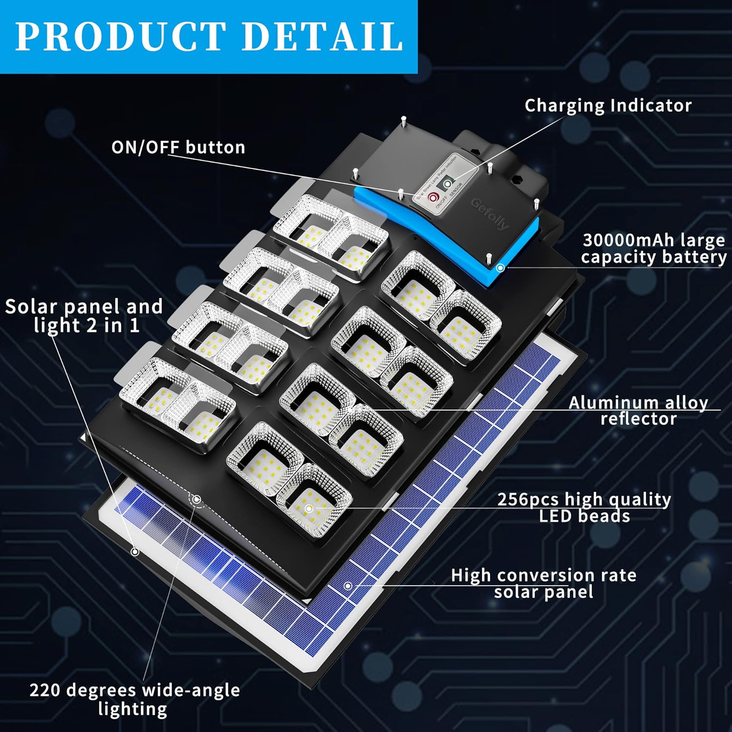 Gefolly SL - 2800W Solar Street Lights Outdoor - Gefolly