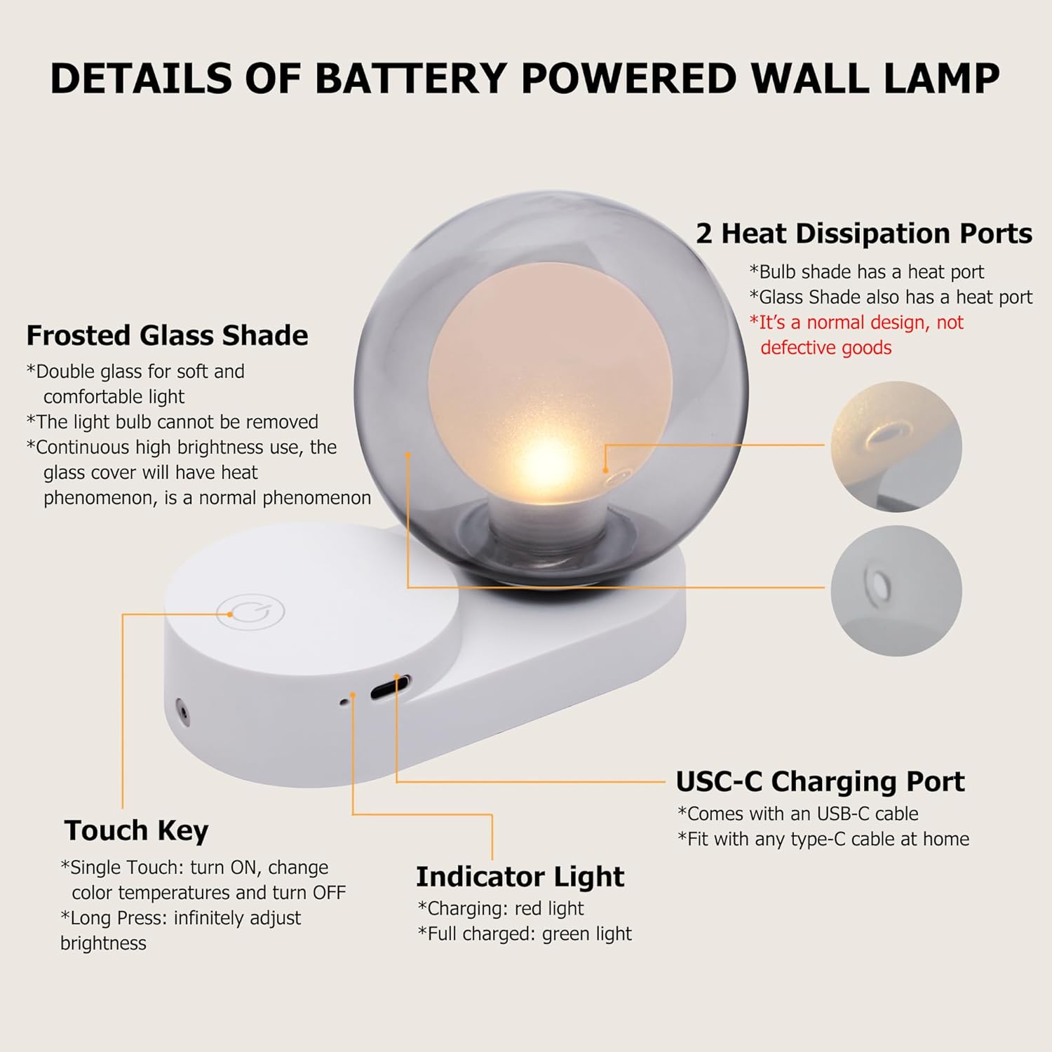 LED Night Light Rechargeable Liaht Modes/3 - Leve Dimming White Set of 2 - Gefolly