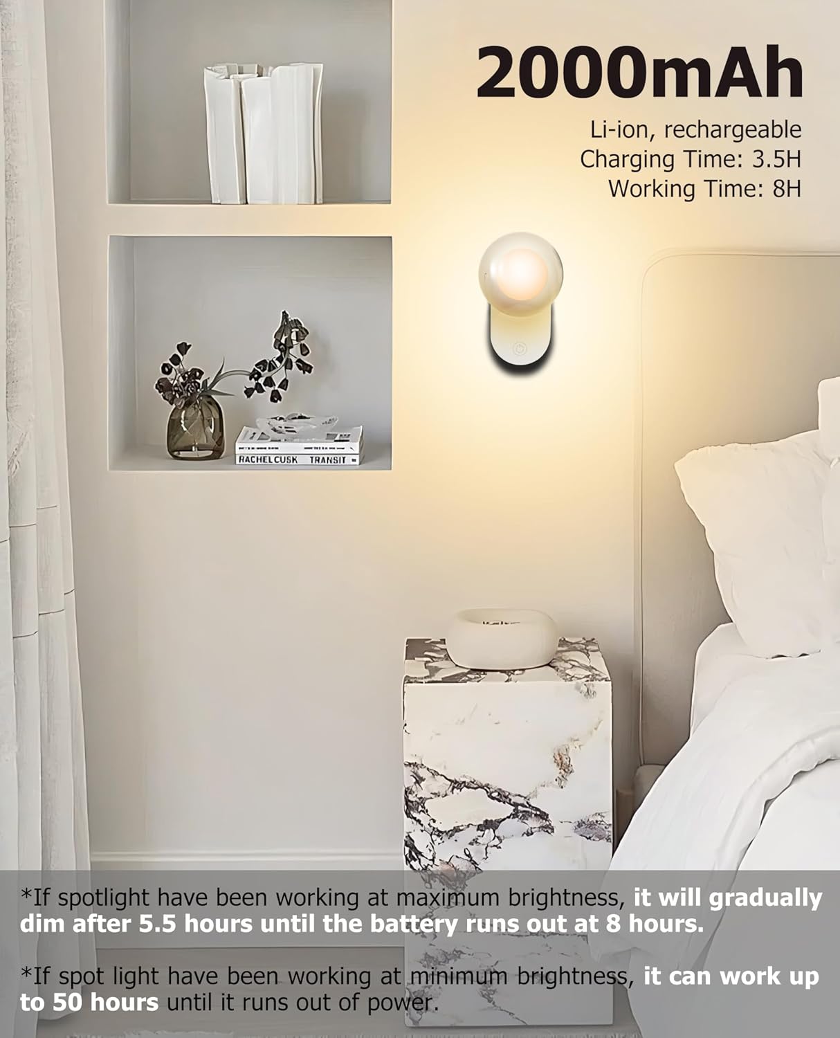 LED Night Light Rechargeable Liaht Modes/3 - Leve Dimming White Set of 2 - Gefolly