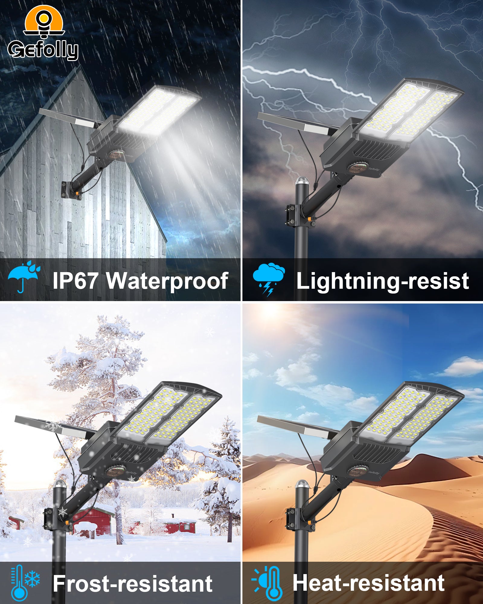 Gefolly SL-17000W Solar Street Light Outdoor, Commercial Parking Lot Lights
