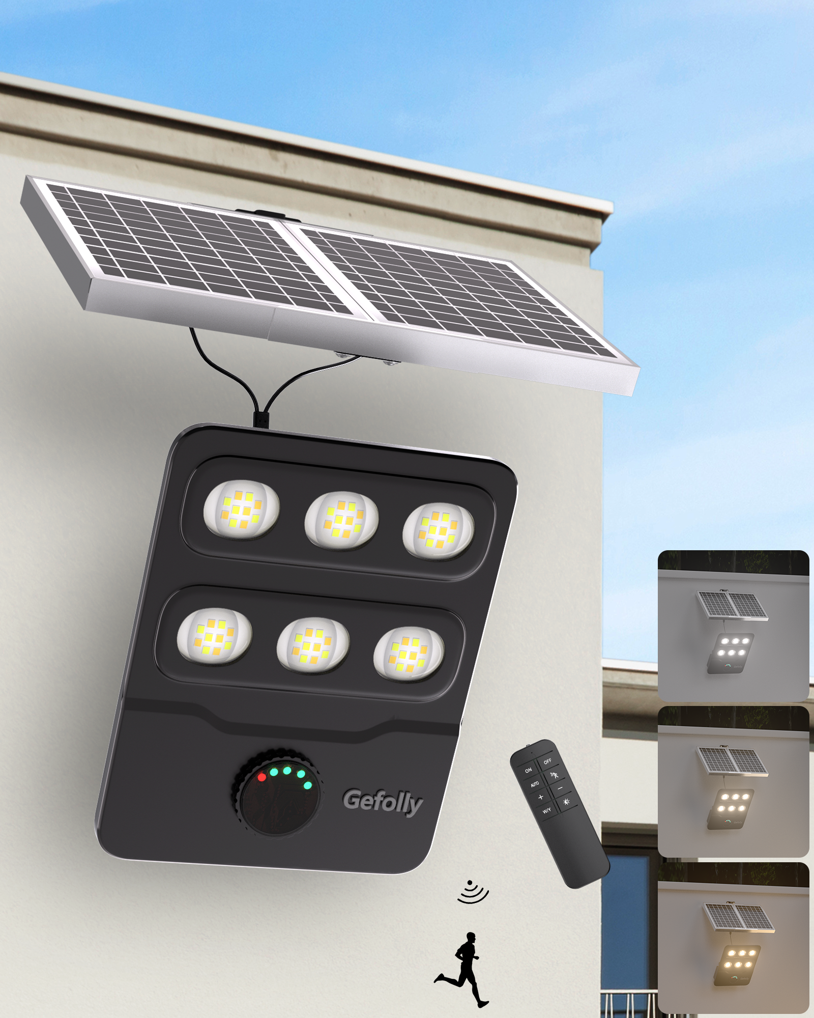 Gefolly FL-10000W Solar Street Light Outdoor, Flood Security Parking Lot  (1 Pack)