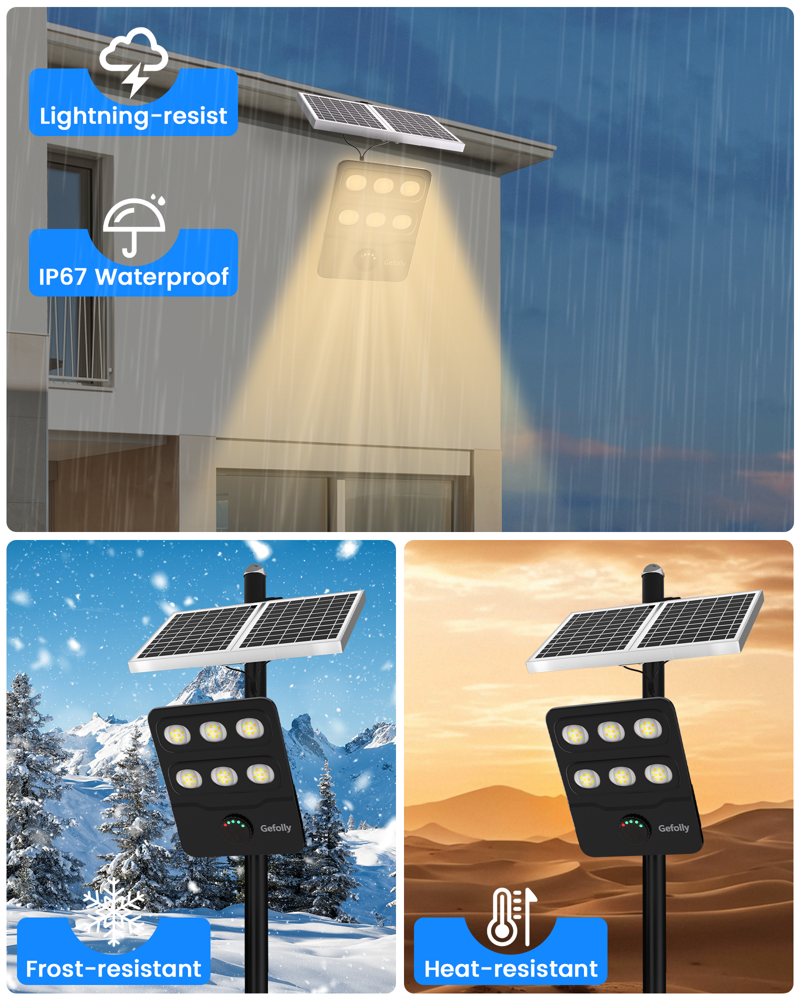 Gefolly FL-10000W Solar Street Light Outdoor, Flood Security Parking Lot  (1 Pack)