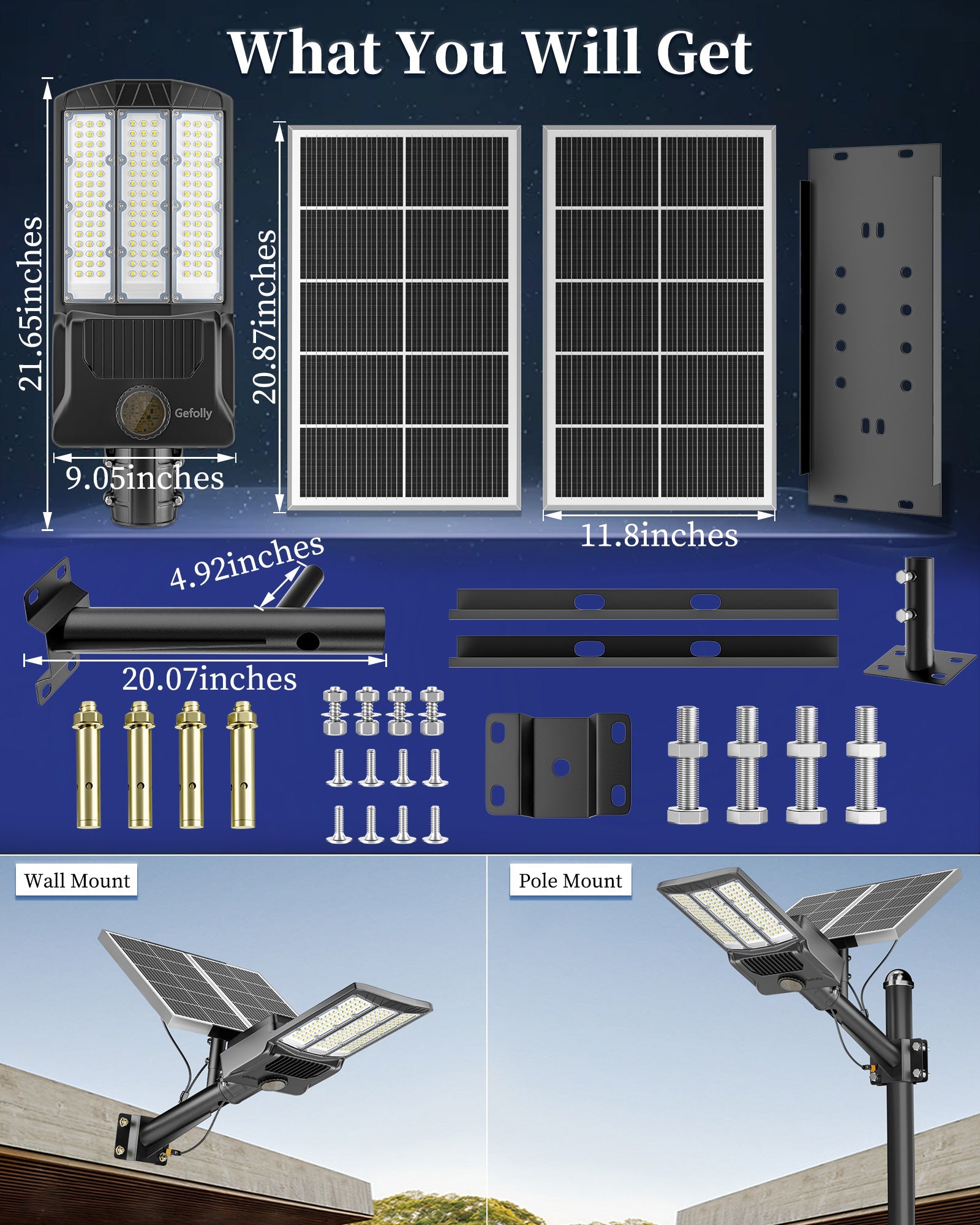 Gefolly SL - 12000W Solar Street Light Outdoor - Gefolly
