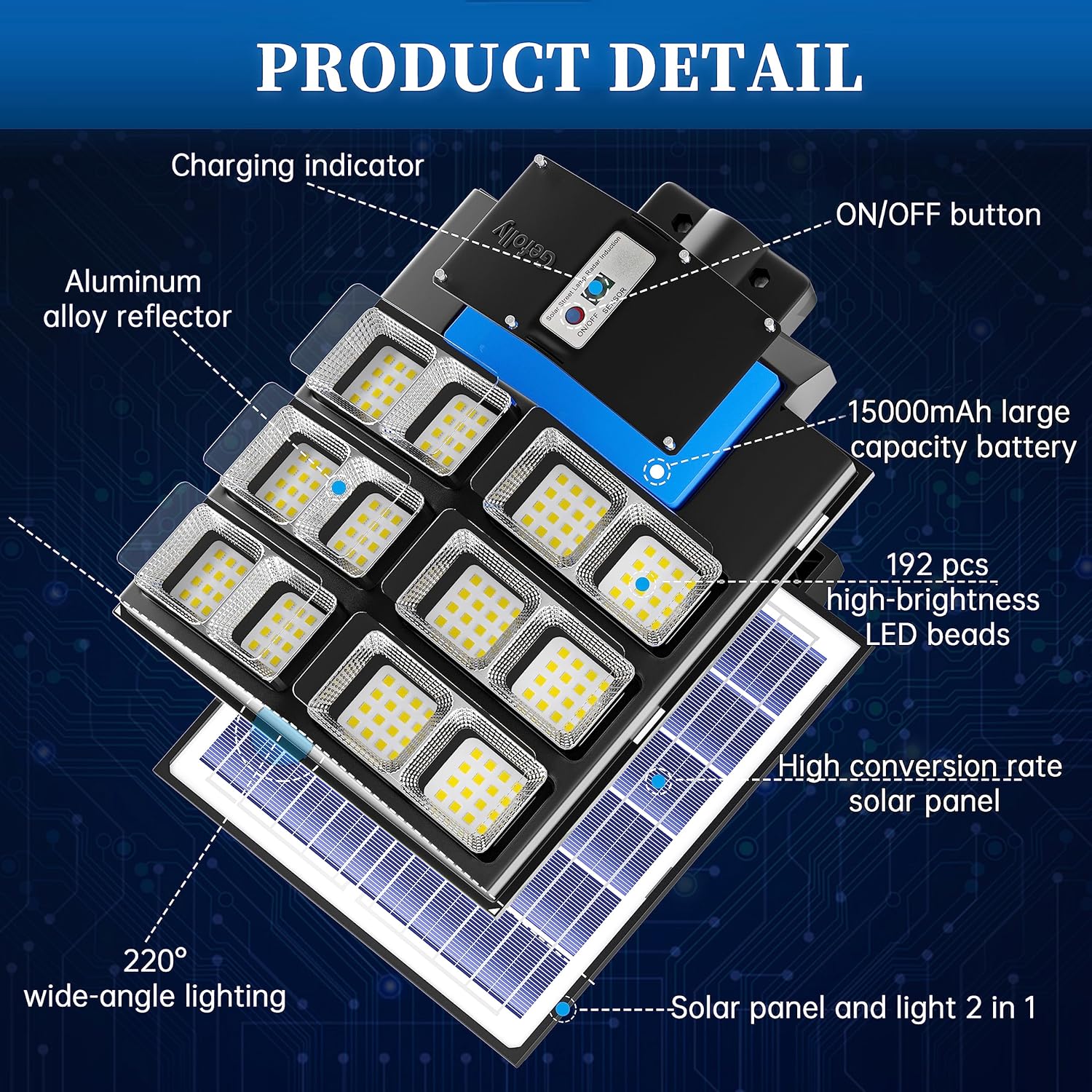 Gefolly SL - 2000W Solar Street Light Outdoor - Gefolly