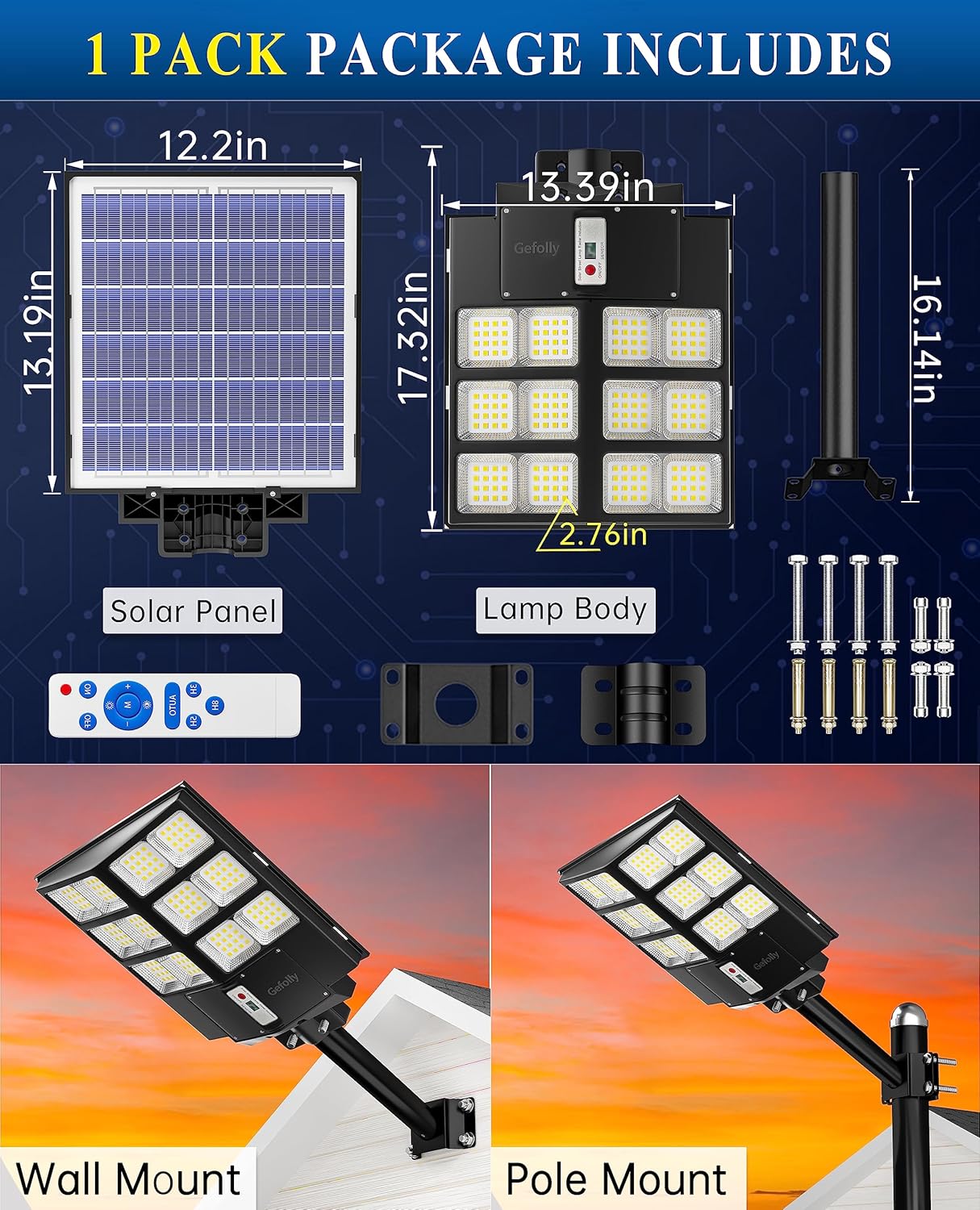 Gefolly SL - 2000W Solar Street Light Outdoor - Gefolly