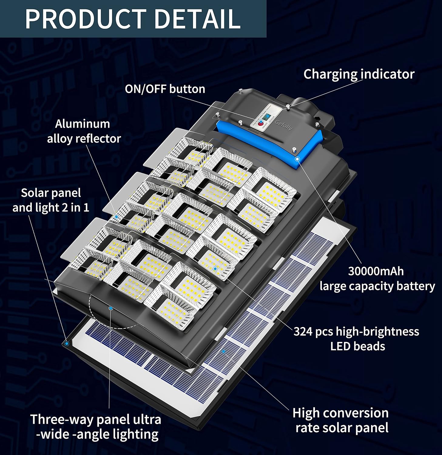 Gefolly SL - 3600W Solar Street Lights Outdoor - Gefolly