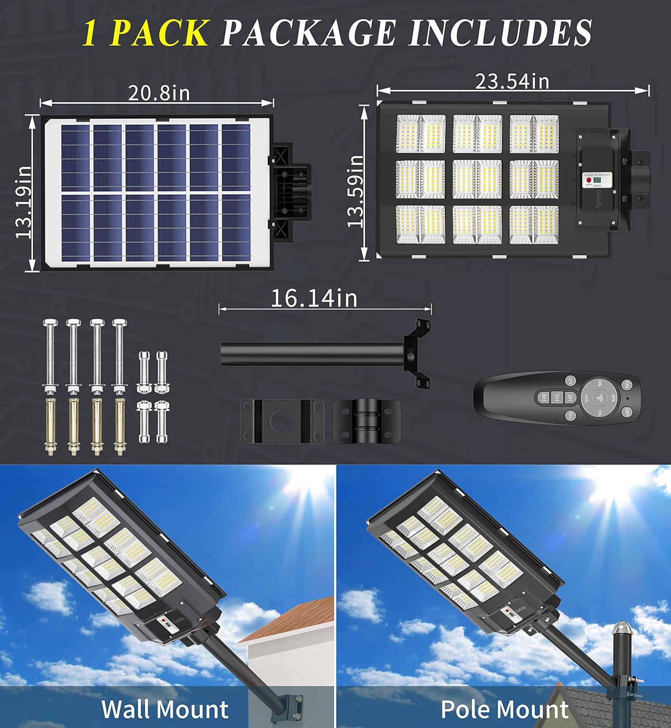 Gefolly SL - 3600W Solar Street Lights Outdoor - Gefolly