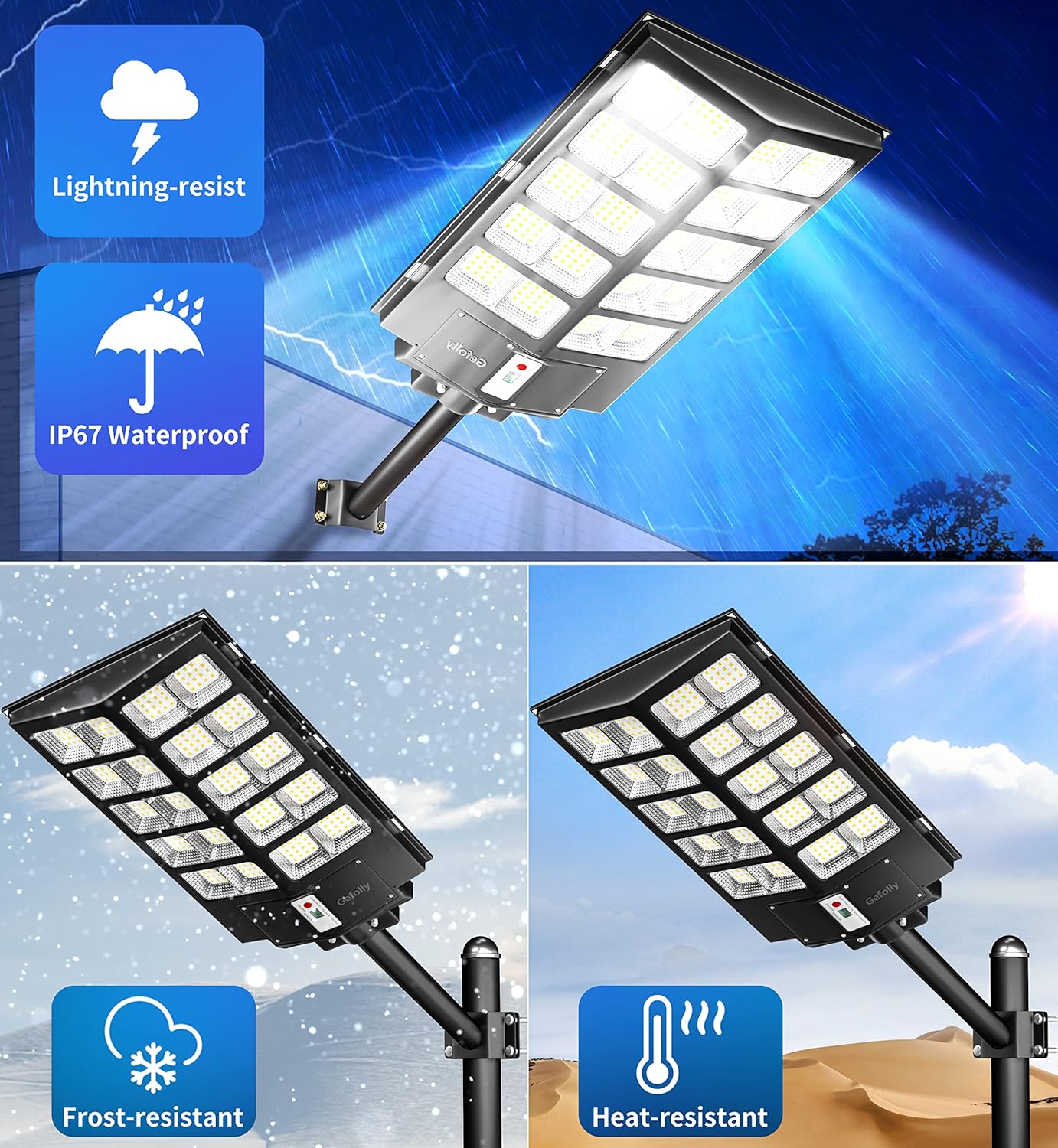 Gefolly ソーラーライト 屋外 街灯 SL-5200W 520000LM Parking Lot Lights Gefolly 5200W Solar 520000LM Dusk to Dawn