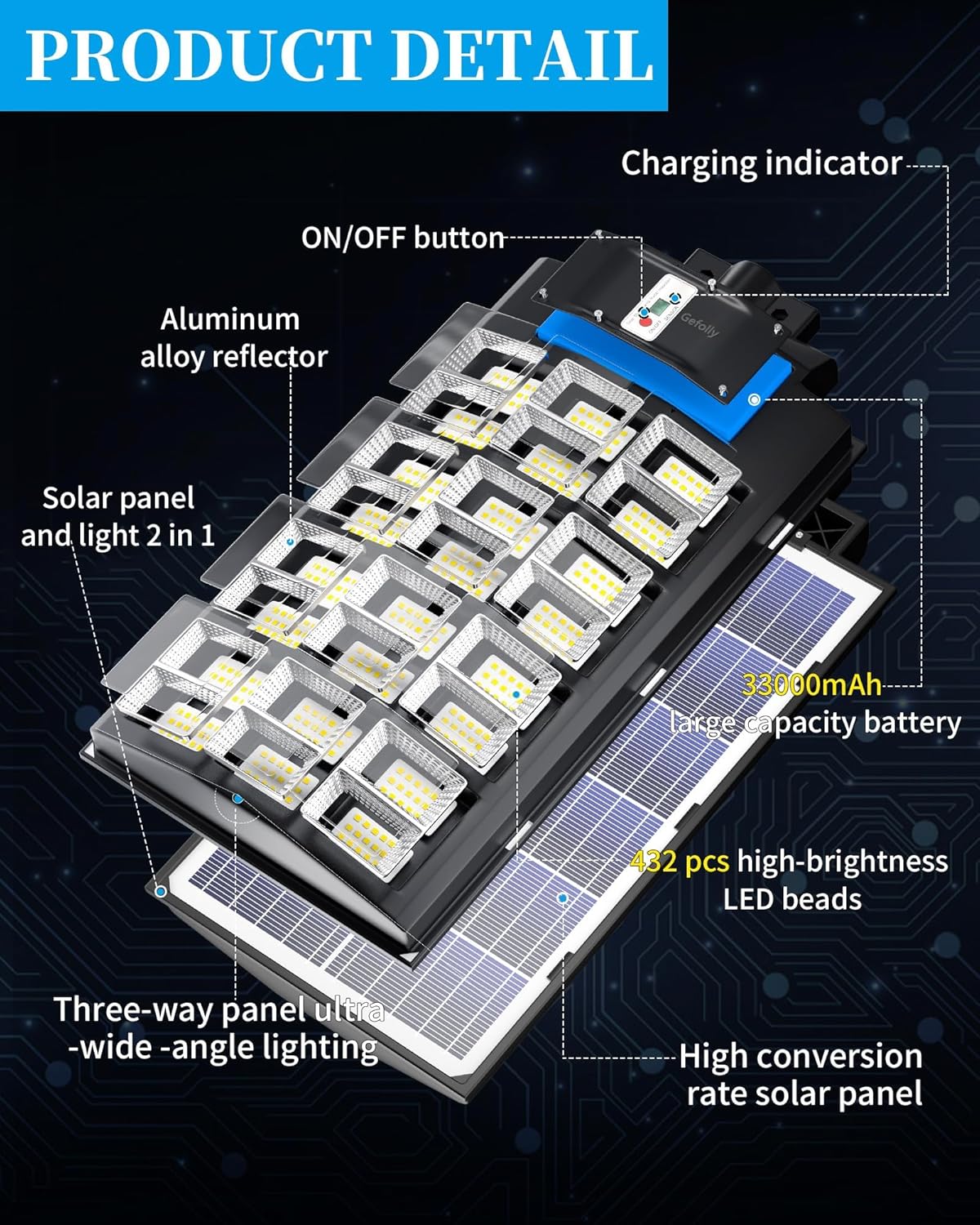 Gefolly SL - 6000W Solar Street Light Outdoor - Gefolly