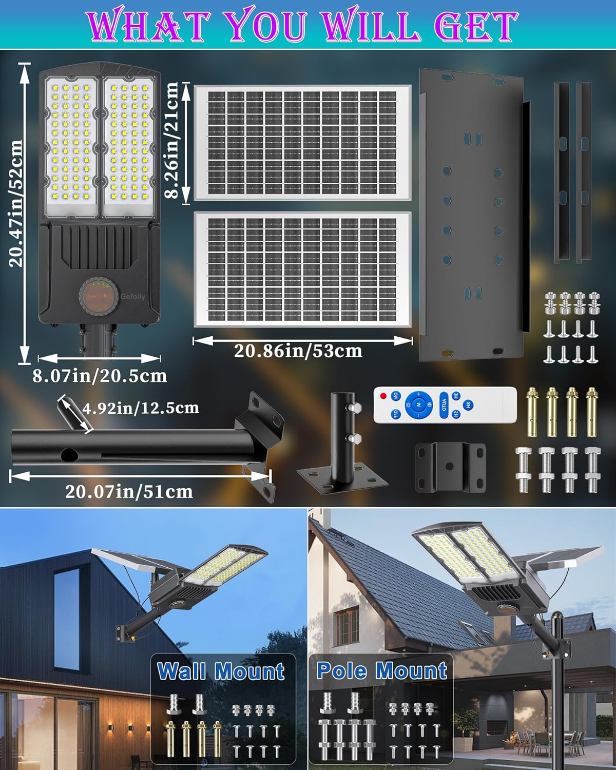 Gefolly SL - 7500W Solar Street Lights Outdoor - Gefolly