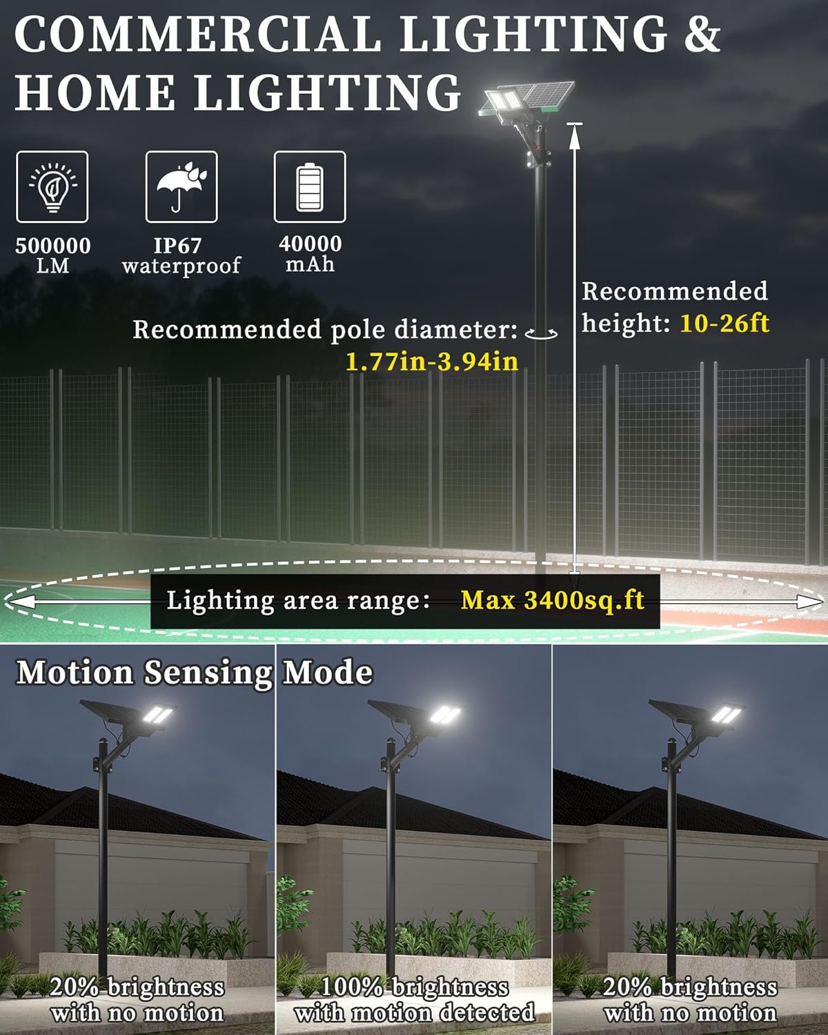 Gefolly SL - 8500W Solar Street Lights Outdoor - Gefolly