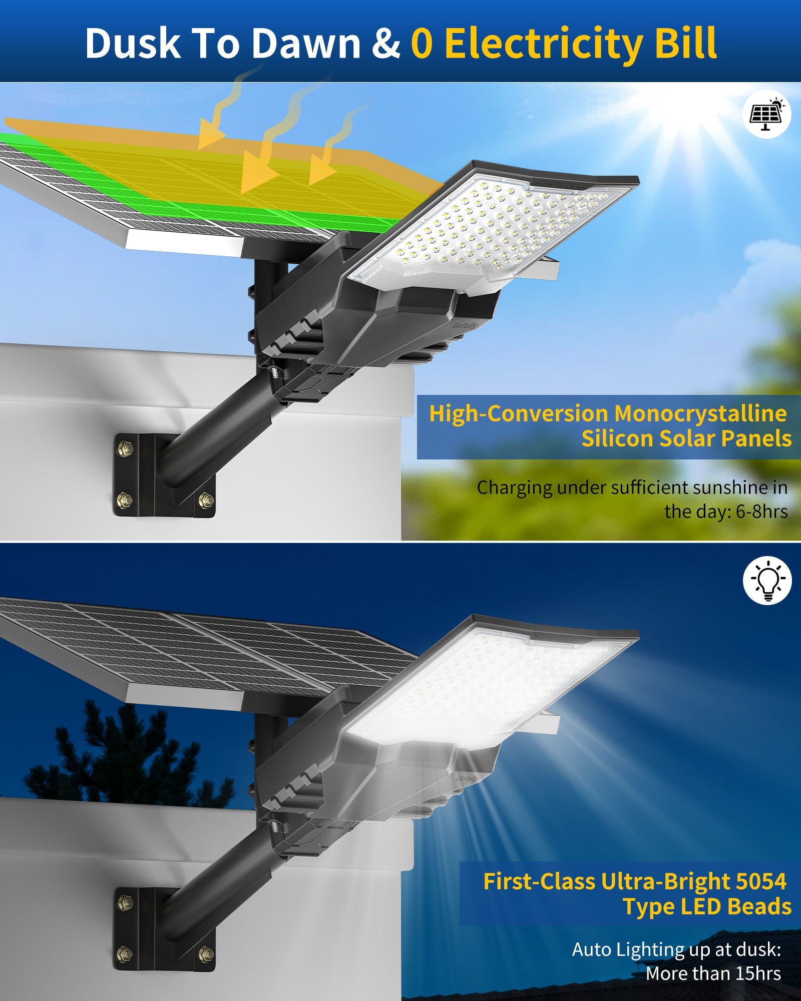 Gefolly SL-9000W Solar Street Lights Outdoor - Gefolly