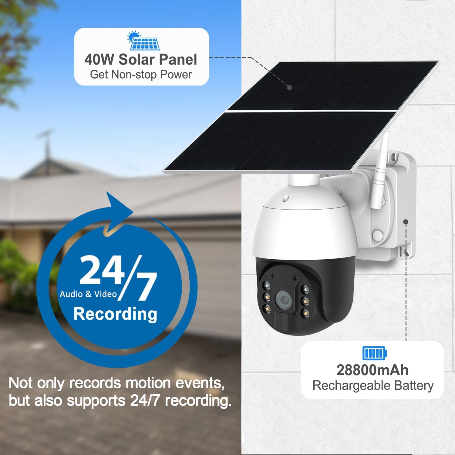 Gyradi 4G LTE Cellular Solar Security Cameras Wireless Outdoor Battery Powered - Gefolly
