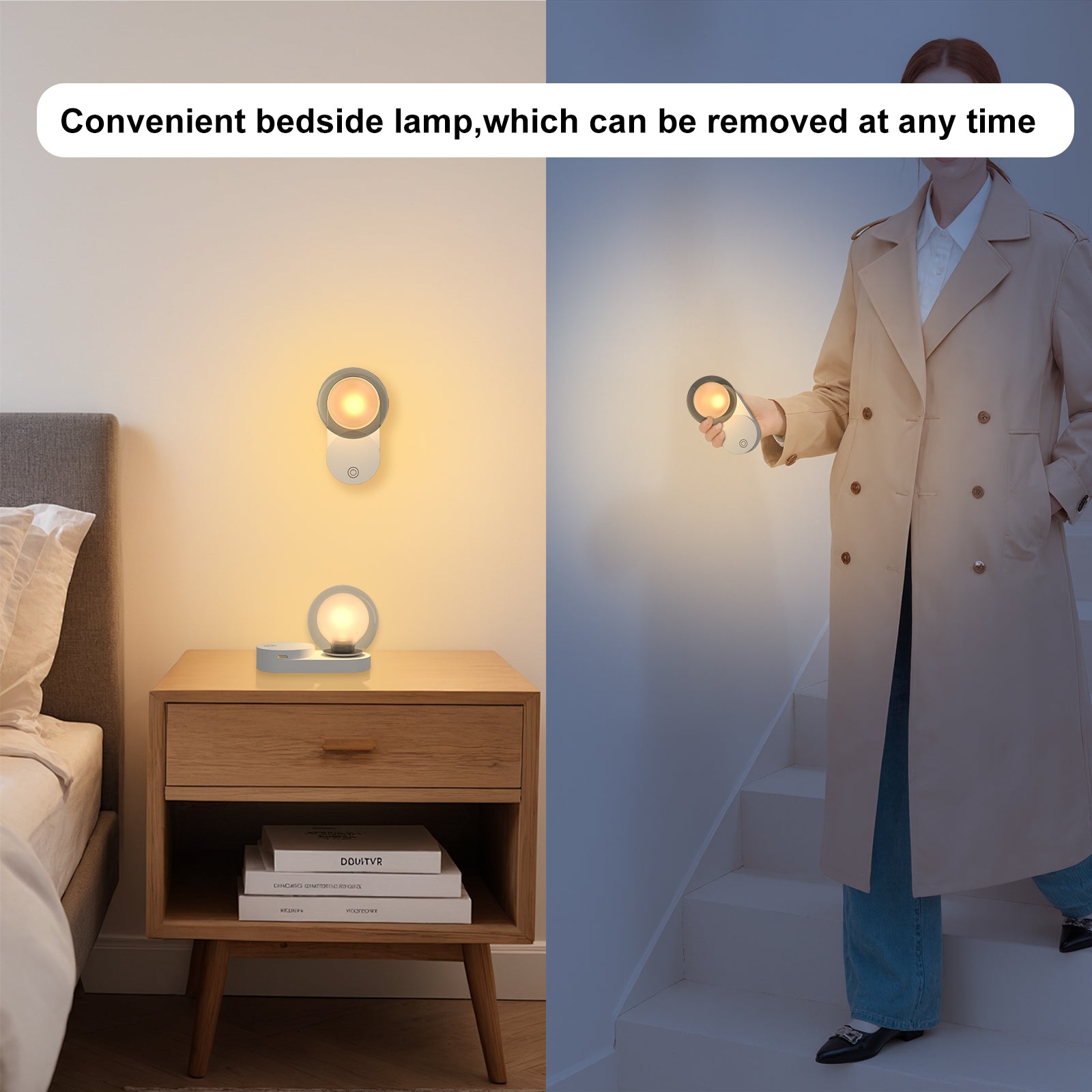 LED 3 Color Cord Touch Night Light - Battery operated, no wiring required, easy stick - on installation, ideal for cabinets, hallways bathrooms, camping and more no batteries required - Gefolly