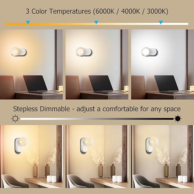 LED Night Light Rechargeable Liaht Modes/3 - Leve Dimming White Set of 2 - Gefolly