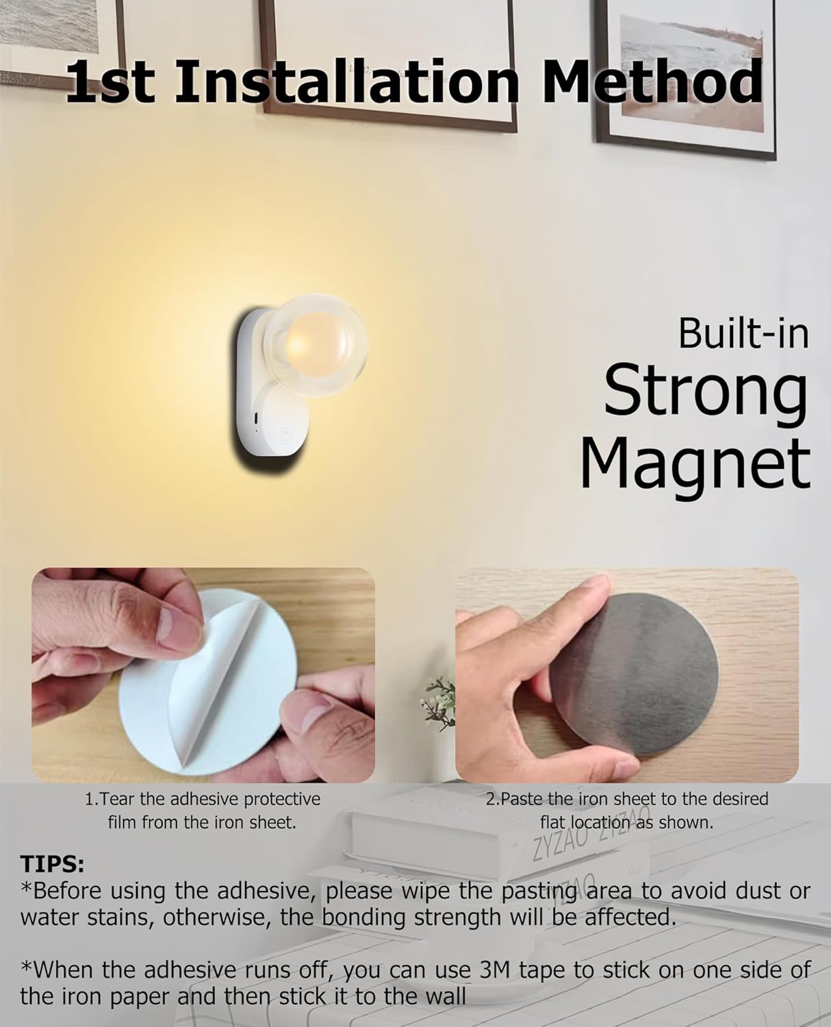 LED Night Light Rechargeable Liaht Modes/3 - Leve Dimming White Set of 2 - Gefolly